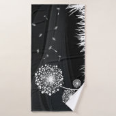Serviette de bain Pissenlit noir et blanc (Serviette de bain)