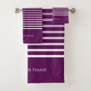 Serviette de bain Plum Name & Fading Stripes