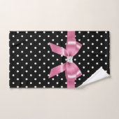 Serviette de bain Pois-Noir Glam Rose Bow-White Se (Serviette à main)