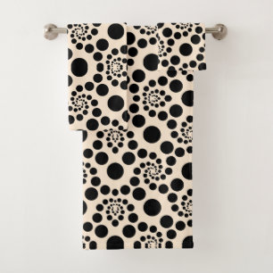 Serviette de bain Pois Peach et Black Retro