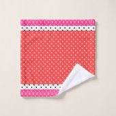 Serviette de bain Pois rose rouge (Gant de toilette)