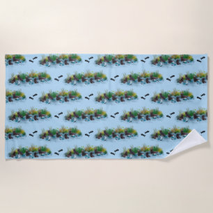 Serviette de bain pour fête de bébé phoque (Bleu c