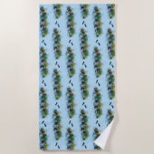 Serviette de bain pour fête de bébé phoque (Bleu c (Devant)