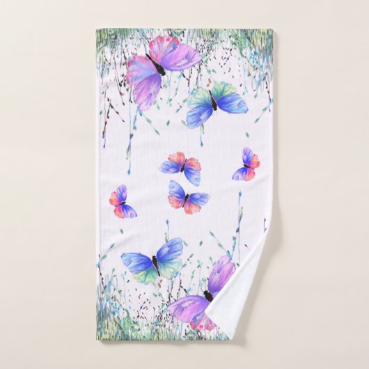 Serviette de bain pour papillons volants printemps (Serviette à main)