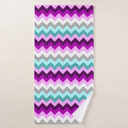 Serviette de bain pourpre blanc Turquoise Chevrons (Serviette de bain)