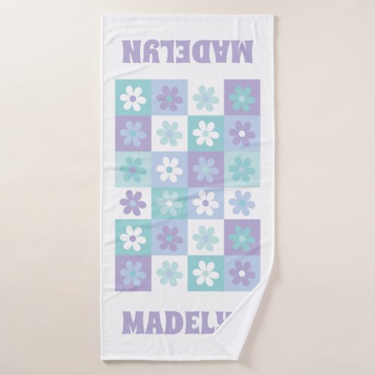 Serviette de bain pourpre bleu Super marguerite (Serviette de bain)