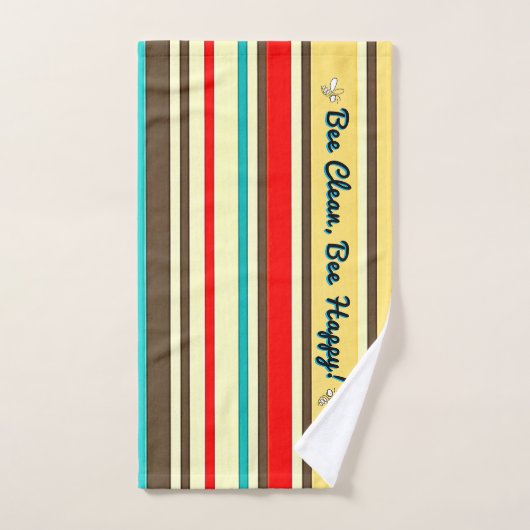 Serviette de bain rétro avec abeilles (Serviette à main)