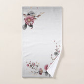 Serviette de bain rose blanc fleuri (Serviette à main)
