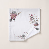 Serviette de bain rose blanc fleuri (Gant de toilette)