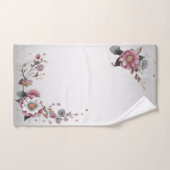 Serviette de bain rose blanc fleuri (Serviette à main)
