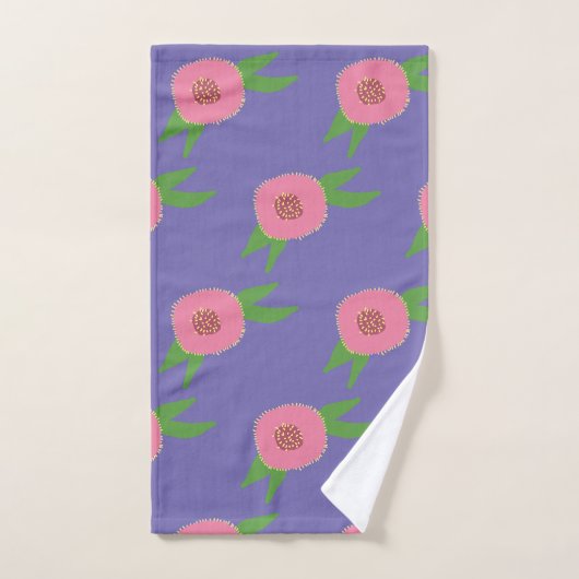Serviette de bain rose Fleurs (Serviette à main)