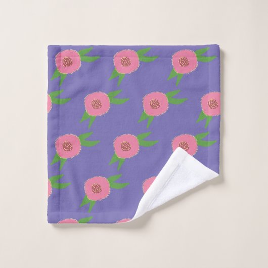 Serviette de bain rose Fleurs (Gant de toilette)