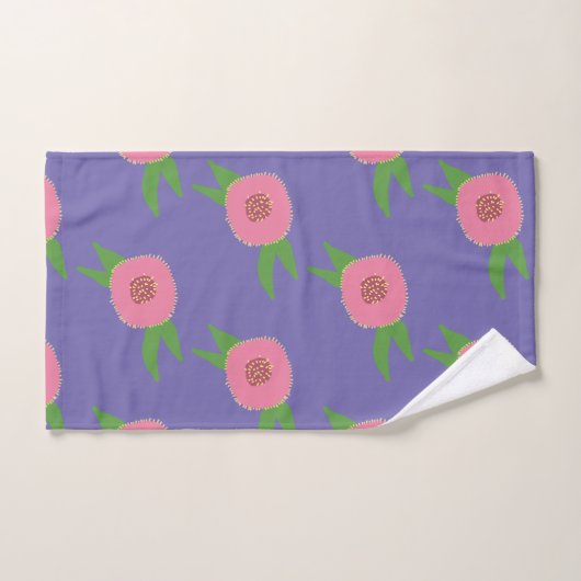 Serviette de bain rose Fleurs (Serviette à main)