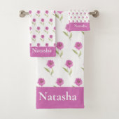 Serviette de bain rose floral (En situation)