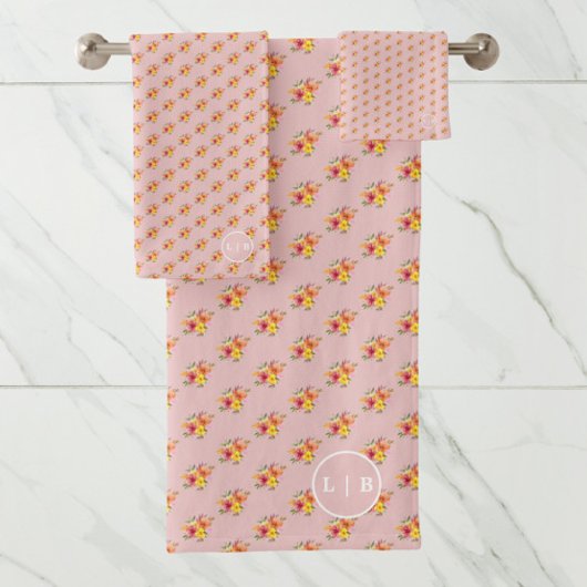 Serviette de bain rose floral