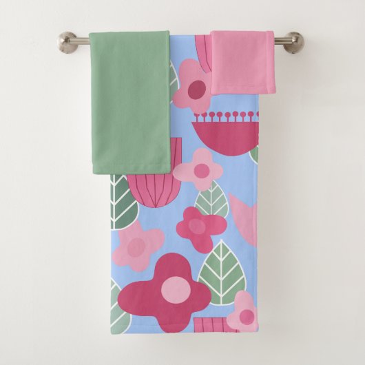 Serviette de bain rose scandinave (En situation)