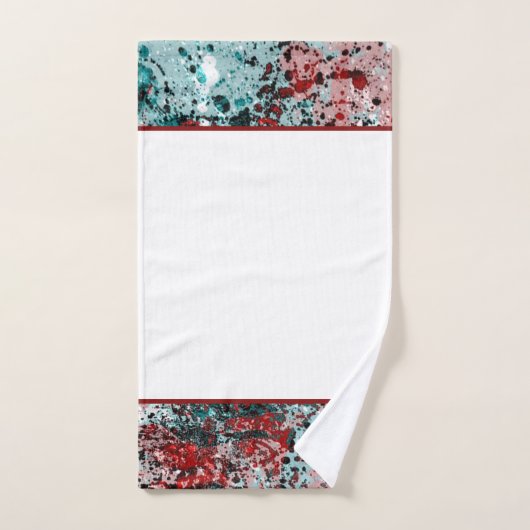 Serviette de bain rouge et turquoise (Serviette à main)