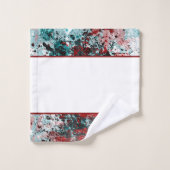 Serviette de bain rouge et turquoise (Gant de toilette)