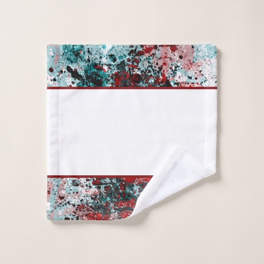 Serviette de bain rouge et turquoise (Gant de toilette)