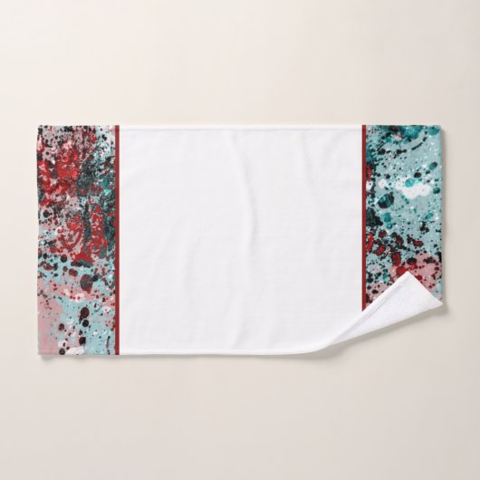 Serviette de bain rouge et turquoise (Serviette à main)