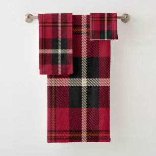 Serviette De Bain Rouge Tartan
