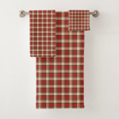 Serviette de bain rouge vert Accent de cadeau de v (En situation)