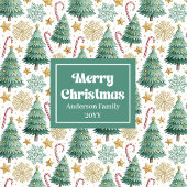Serviette de bain rouge vert or arbres de Noël rus