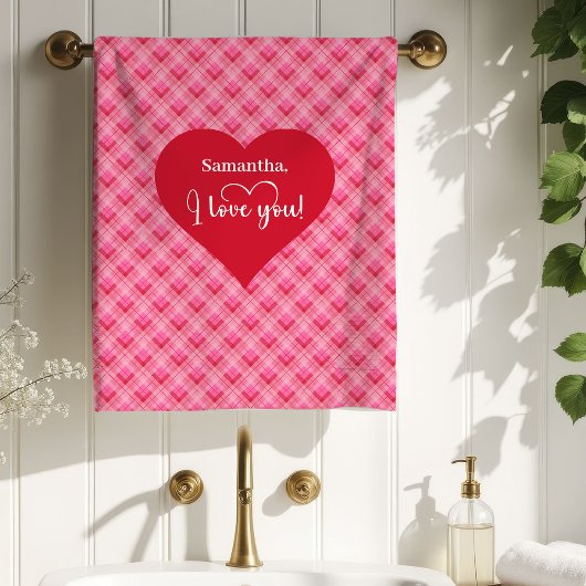 Serviette de bain Saint-Valentin cœurs rouges roma