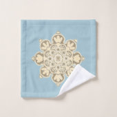 Serviette de bain Set avec médaillons sur bleu cie (Gant de toilette)