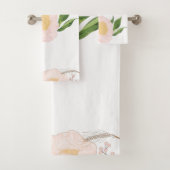 Serviette de bain Set bébé Cosmos rose sur blanc (En situation)
