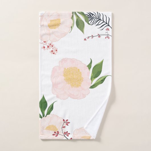 Serviette de bain Set bébé Cosmos rose sur blanc (Serviette à main)