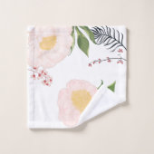 Serviette de bain Set bébé Cosmos rose sur blanc (Gant de toilette)