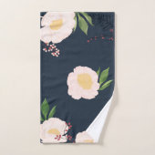 Serviette de bain set bébé rose Cosmos sur Navy (Serviette à main)