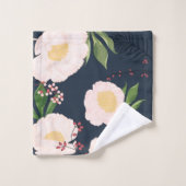 Serviette de bain set bébé rose Cosmos sur Navy (Gant de toilette)