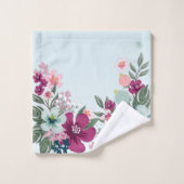 Serviette de bain Set Fleurs tropicales sur Blue O (Gant de toilette)