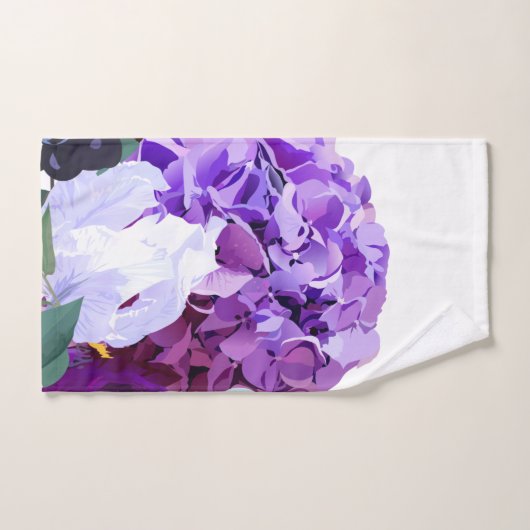 Serviette de bain Set Lavender Hibiscus sur blanc (Serviette à main)
