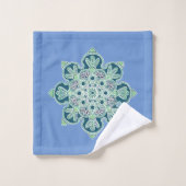 Serviette de bain Set médaillons verts sur bleu (Gant de toilette)
