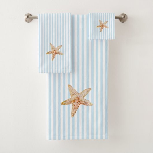 Serviette de bain Starfish Peinture Bleu Bande (En situation)