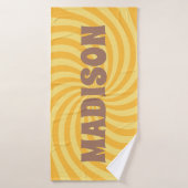 Serviette de bain Super jaune avec nom personnalis (Serviette de bain)