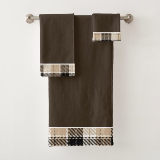 Serviette de bain tan et noir (En situation)