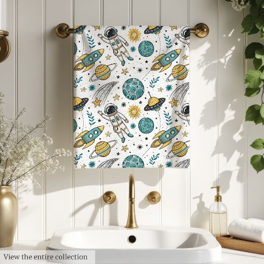 Serviette de bain Thème Planète Douces Couleurs Pa