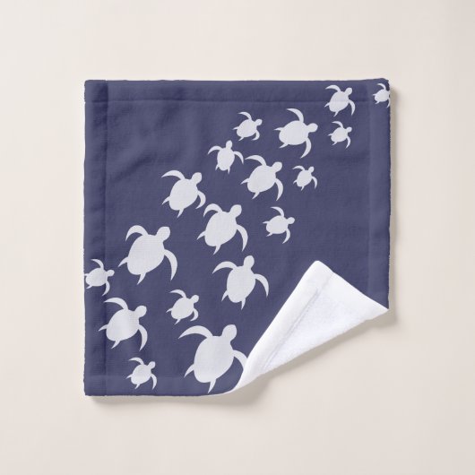 Serviette de bain Tortue de mer Bleu marine (Gant de toilette)