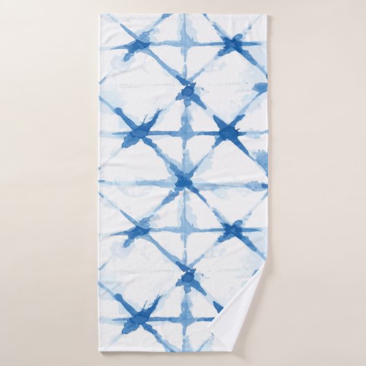 Serviette de bain Triangle Shibori Blue Tie Dye (Serviette de bain)