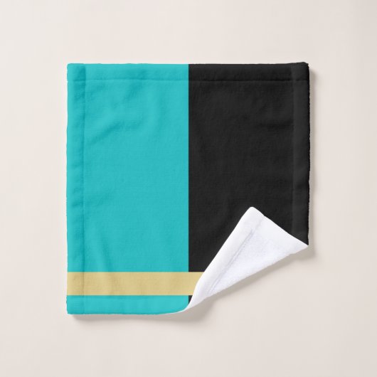Serviette De Bain turquoise Et Noire (Gant de toilette)