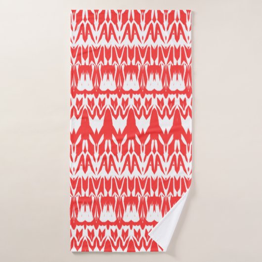 Serviette de bain, un design classique rouge et bl (Serviette de bain)