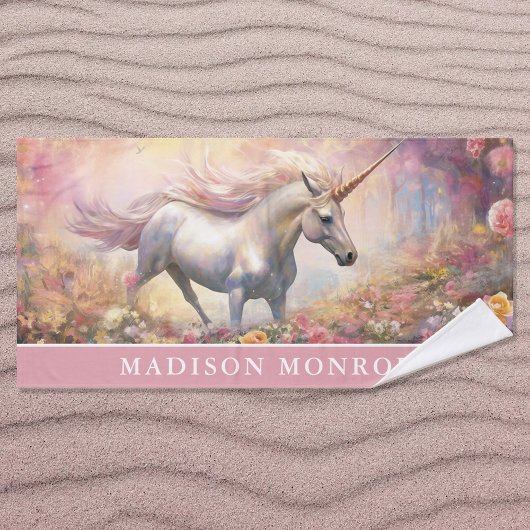 Serviette de bain Unicorn avec nom personnalisé