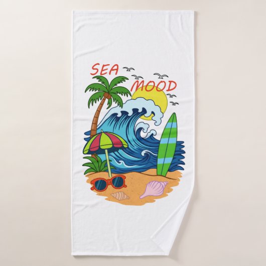 Serviette de bain Vague et Palmier (Serviette de bain)