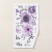 Serviette de bain violet et blanc Floral (Serviette à main)