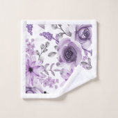 Serviette de bain violet et blanc Floral (Gant de toilette)