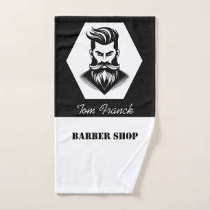 Serviette de barbier noir et blanc de salon de coi
